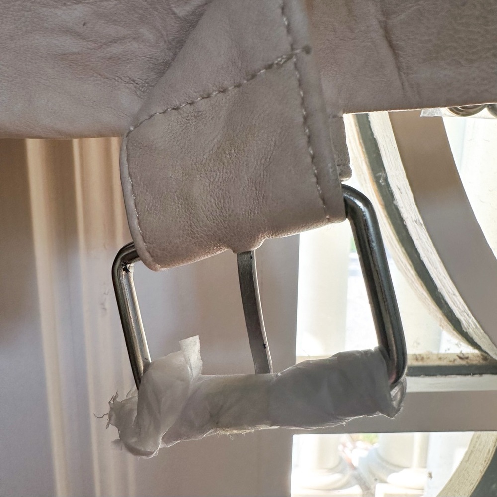 NWT IRO Marom Fringed Crinkled Leather Biker Jacket 38 M Beige - Picture 8 of 11